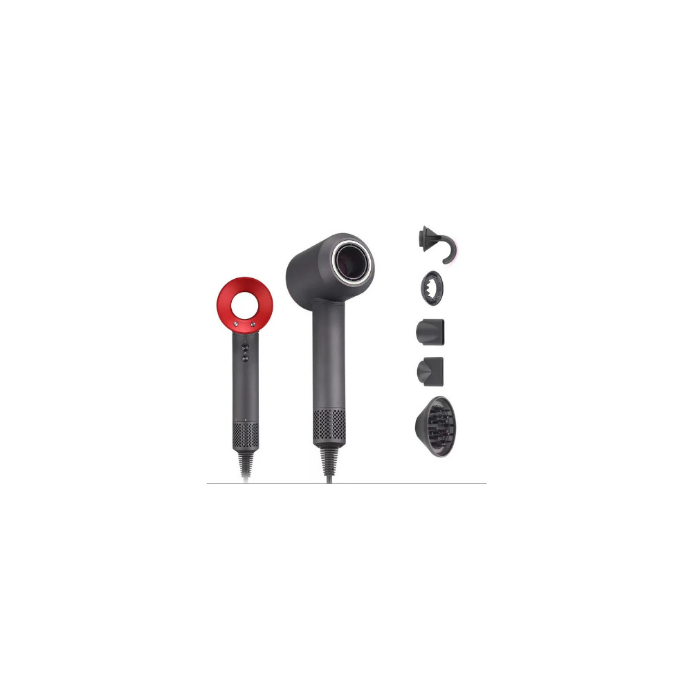 (Red) (3M SuperSonic Set) 5in1 Hair Dryer Professional Salon Leafless Blower