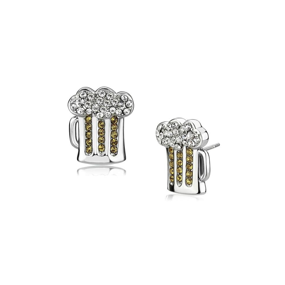 Photos - Earrings Women High Polished Stainless Steel with Top Grade Crystal in Topaz