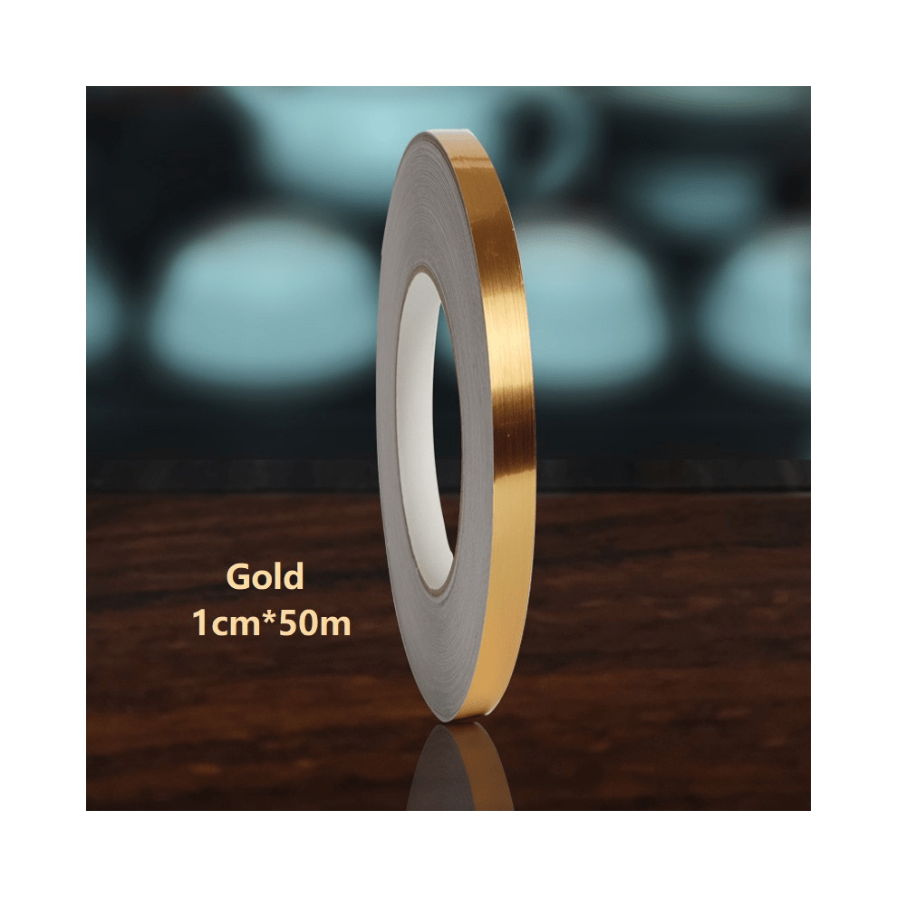 1 Roll Brushed Golden Silvery Floor Edging Waterproof Seam Wall Stickers Wall Gap Ceiling Home Decoration Self Adhesive Tile Tape 50m
