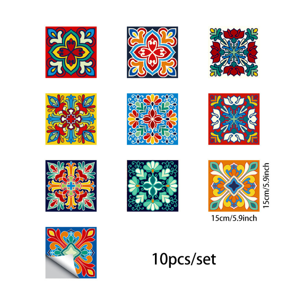 10Pcs Removable Tile Sticker Waterproof Self Adhesive Tile Sticker Wall Stickers 885675843561