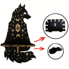 1pc Wooden Wall Candle Holders Creative Animal Candlestick Pendant Indoor Crystal Display Wooden Crafts Wall Crystal Wooden Shelf Wooden Animal Palm H