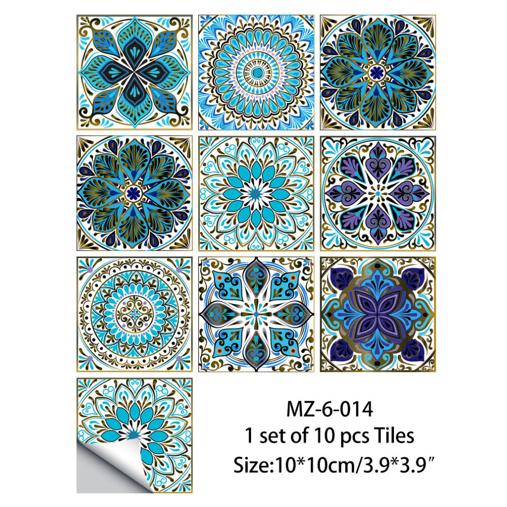 10Pcs Waterproof Vintage Kitchen Tile Stickers For Backsplash And Floor Decor Peel And Stick Home Decor 885675859098