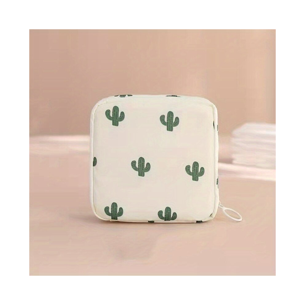 1pc Large Capacity Cartoon Sanitary Napkin Storage Bag For Students Portable Tampons And Cosmetic Lipstick Pouch