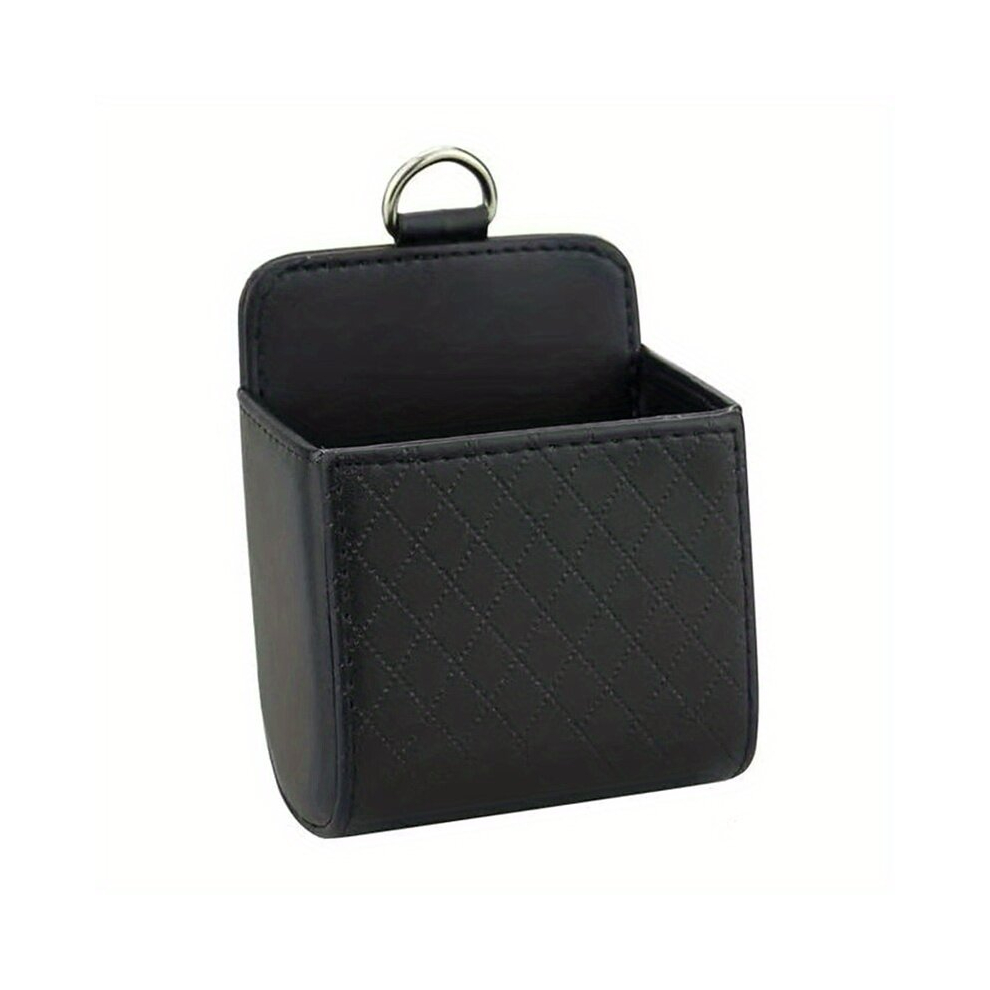 1pc Universal Car Air Vent Organizer Mount Outlet Storage Box Hanging PU Leather Container Protective Pouch Bag Auto Seat Back Interior Case With Hook-image-OPC-PCP2S8Y-NEW