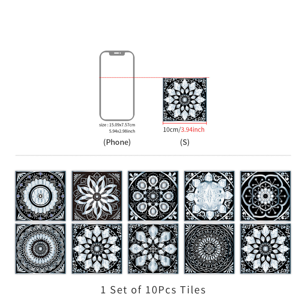 10Pcs Boho Kitchen Backsplash Tile Stickers Waterproof Self Adhesive Peel And Stick Decals For Diy Home Decor And Mural Decals 885675860513