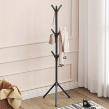 1pc Assembly Floor Coat Rack Office Iron Coat Rack Bedroom Vertical Clothes & Hat Rack Creative Living Room Garment Rack