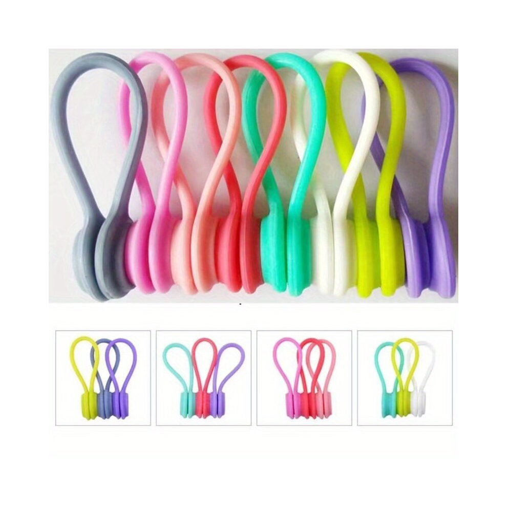 1 6 8Pcs Magnetic Cable Clips Multifunctional Earphone Wrap Cord Manager Headphone Wire Cord Soft Silicone Cable Twist Ties For Headphones Date Usb Ca 885675862937