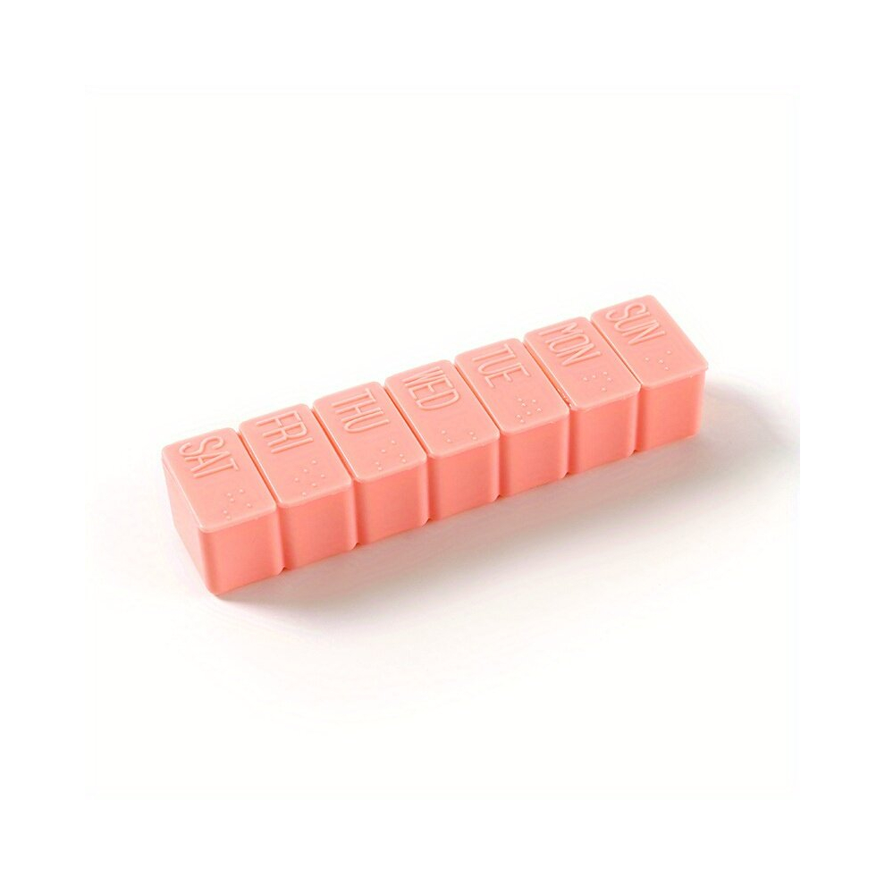 Pink 1Pc Portable Weekly Pill Organizer 7 Days Pill Dispenser For Vitamins Fish And Calcium Tablets Convenient Storage Container For Supplements