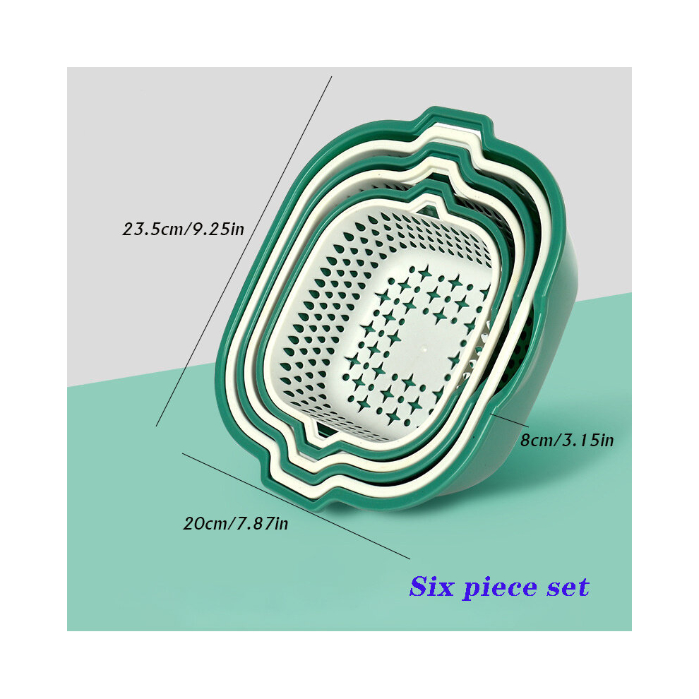 6pcs Household Drain Baskets Plastic Double Layered Stackable Colander Food Strainer Fruit And Vegetable Washing Basket Multifunctional Washing Bowl H-image-OPC-PCP2SZX-NEW