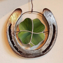 1pc Four Leaf Clover Lucky Horseshoe Horseshoe Decoration Good Luck Hanging Door Wall Decoration Horseshoe Art Ornaments Christmas Home Decor