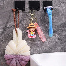 1pc Plastic Wall Hanging Hook Punch Adhesive Wall Hook Strong Load bearing Hanging Hook Bathroom Shaver Hook Razor Holder Multipurpose Hanging Rack Ho