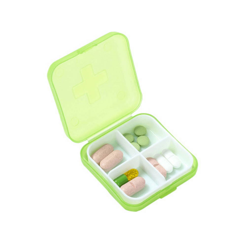 1pc 4 Grids Pill Case Mini Medicine Box Pill Holder Pill Organizer Pill Storage Container Portable Medicine Dispenser Independent Lattice Plastic Pill