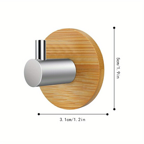 1pc Self Adhesive Bamboo Hook Wall Mounted Wall Hook For Hanging Towel Multifunctional Utility Hooks