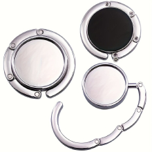 1pc Portable Folding Handbag Hook Alloy Purse Handbag Bag Hanger Hook Table Side Holder Hook Foldable Carrying Bag Water Bottle Hook Punch Removable H