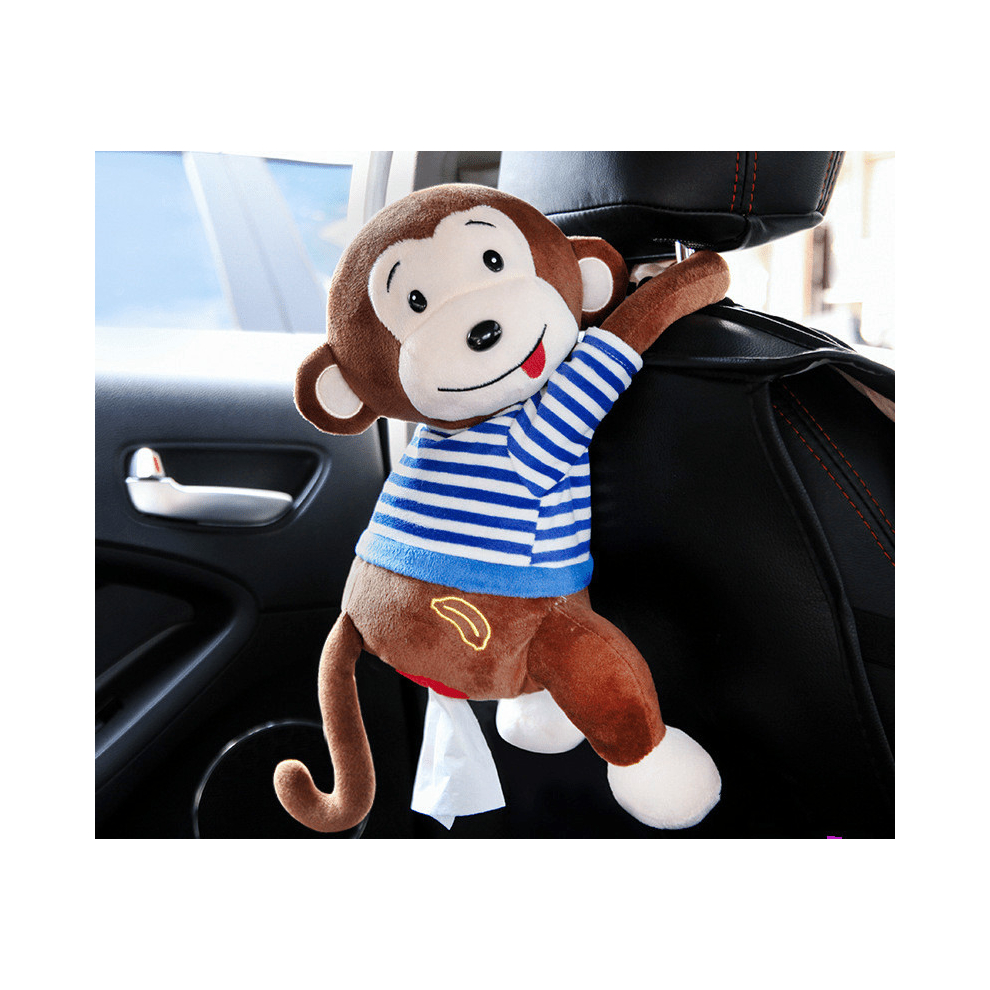 1Pc Tissue Holder For Car Plush Monkey Shape Tissue Box Car Seat Headrest Tissue Dispenser Paper Towel Storage Box Cartoon Animal Hanging Paper Organi Multicoloured 885675874541