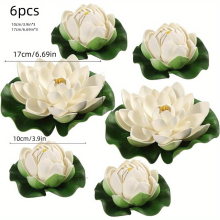 6pcs Realistic Water Lily Simulation Pond Plant for Garden Aquarium and Swimming Pool Decoration
