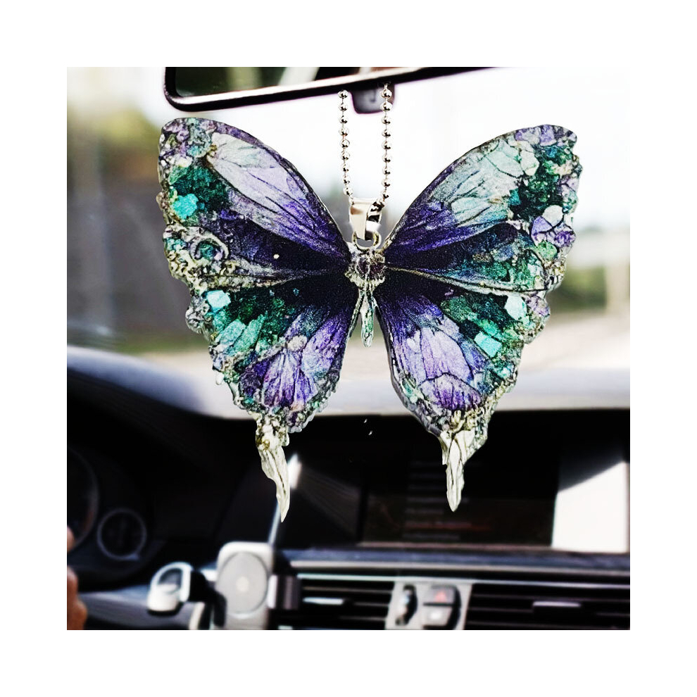 1Pc Acrylic Butterfly Holiday Gift Hanging Pendant Car Interior Pendant Rearview Mirror Accessories Holiday Decoration Accessories Keychain 885675906969