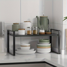 1pc Multipurpose Telescoping Tier Storage Rack Widen Shelving Unit for Living Room Bathroom and Balcony Metal Industrial Style
