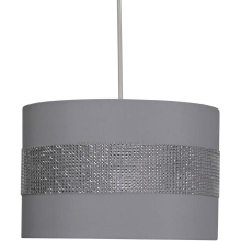 12" Faux Satin Grey Diamante Drum Shade