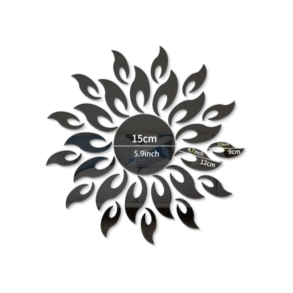 1pc Sunflower Acrylic Mirror Wall Stickers Decorative Self Adhesive Removable Living Room Bedroom Office Gym TV Background Wedding Room Makeup Dorm En