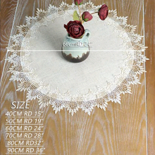 1pc Lace Embroidered Round Doily Boho Vintage Crochet Floral Hollow Out Fabric Table Mat Plate Mat Bowl Mat Vase Ornament Mat Coaster Bedside Table Co