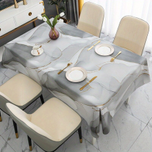 1pc Plastic Tablecloth PVC Gray Marble Texture Tablecloth Waterproof Resistant Scald Resistant Table Cover Home Decor