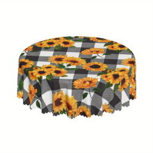 1pc Round Tablecloth 152 Sunflower Table Cloth Sunflower Decorations Tablecloth Polyester Waterproof Stain Wrinkle Indoor And Outdoor Table Cover For