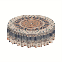 1pc Boho Round Tablecloth Colorful Table Cloth Polyester Waterproof Stain Wrinkle Circle Tablecloth Indoor And Outdoor Table Cover For Home Kitchen Di