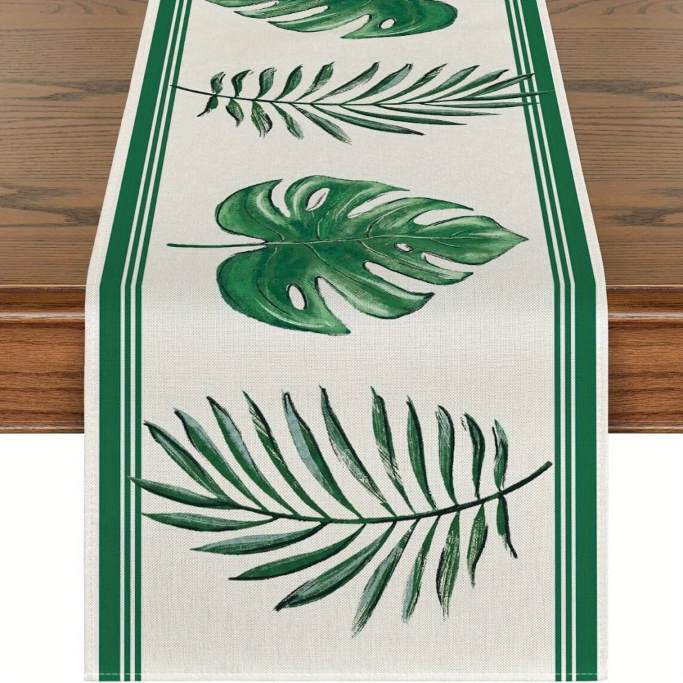 1pc Pastoral Flowers Table Runner Summer Style Starfish Bee Monstera Leaf Printed Table Cover Soft And Durable Tabletop Protection Perfect For Kitchen-image-OPC-PCP5HMZ-NEW