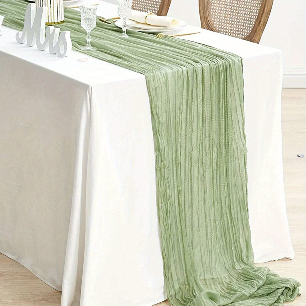 1pc Polyester Table Runner Balinese Pleated Atmospheric Table Runner Solid Cheesecloth Table Cover Holiday Desktop Decoration Fabric Table Runner Home-image-OPC-PCP5HPJ-NEW