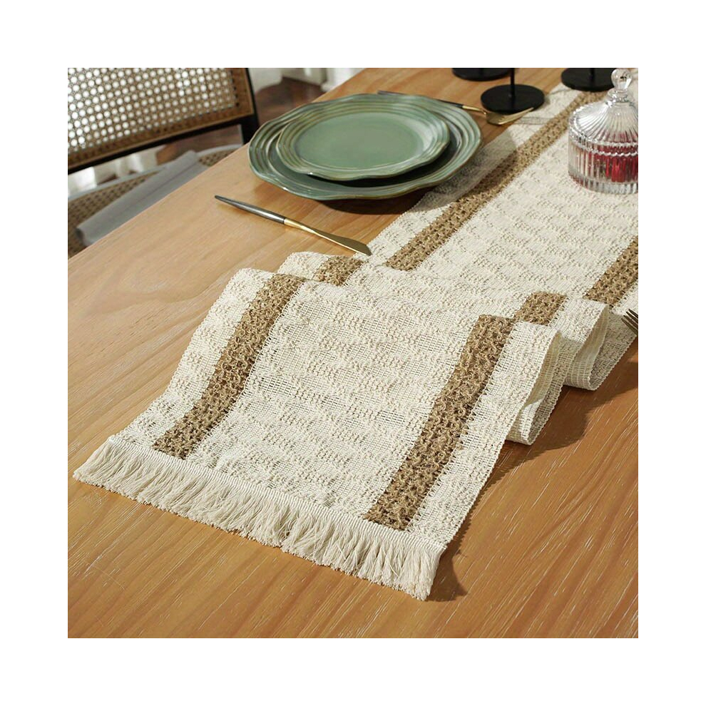 1pc Table Runner With Tassels Bohemian Linen Thread Woven Crochet Long Table Flag Home Kitchen Party Wedding Decorations-image-OPC-PCP5HQF-NEW