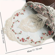 2pcs Lace Embroidered Doily Vintage Floral Hollow Out Fabric Anti scalding Table Mat Plate Mat Bowl Mat Vase Ornament Mat Lamp Mat Air Fryer Dust Cove