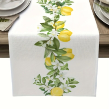 1pc Polyester Table Runner Rustic Spring Lemon With Leaves Filling Kitchen Dining Table Runner Dresser Scarves Yellow Summer Floral Farmhouse Decor Fo