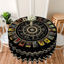 1pc Tarot Round Tablecloth 63 Inch Boho Table Cloth With Divination Tarot Pattern Stain Resistant Absorbent And Wrinkle Circle Table Cover For Home Ki