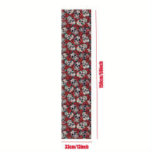 1pc Boho Table Runner Retro Skull Rose Flower Pattern Gothic Vintage Waterproof Stain Resistant Table Runner Tabletop Protection Party Family Gather H