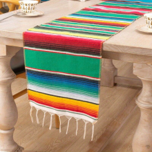 1pc Mexican Table Runner With Tassel Rainbow Ethnic Style TV Cabinet Doily Decorative Table Cover Soft And Durable Tabletop Protection Perfect For Kit