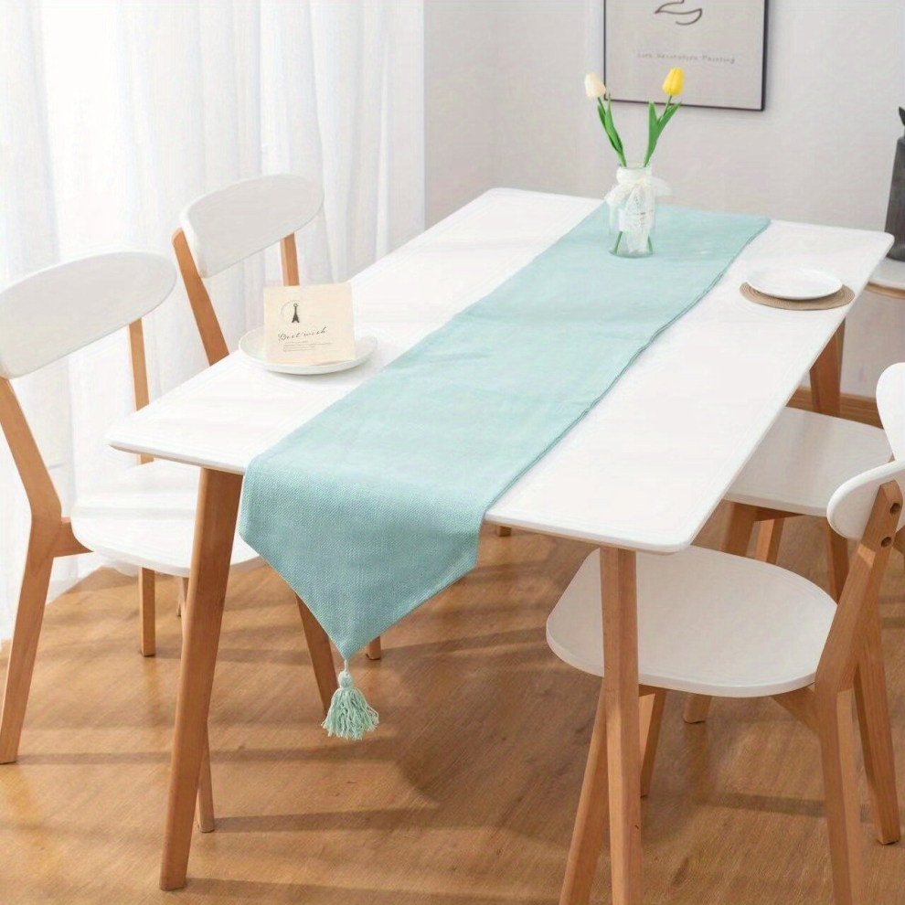1pc Polyester Table Runner Burlap Solid Table Runner Solid Style Table Cover Room Decor Dining Table Decor