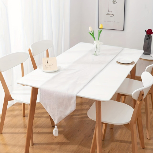 1pc Polyester Table Runner Burlap Solid Table Runner Solid Style Table Cover Room Decor Dining Table Decor 1