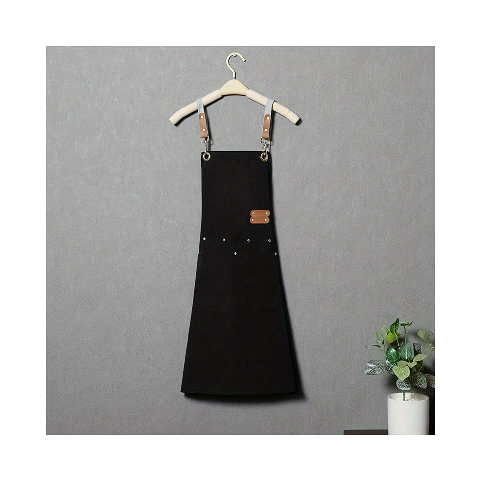 1Pc Solid Apron Work Apron Strap Breathable Pocket Waist Overall For Restaurant Waiter Kitchen Supplies 885675996540