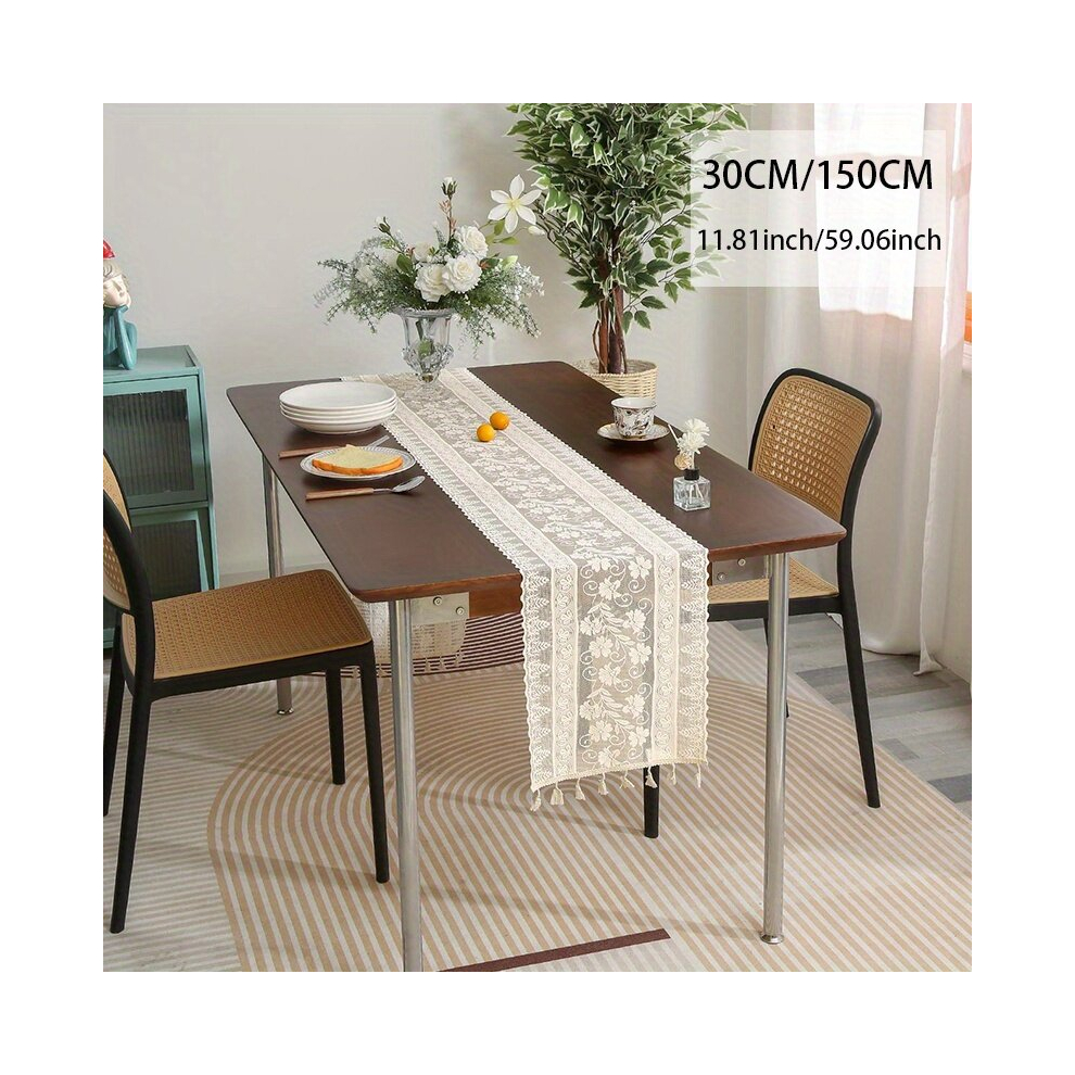 1pc Retro Pastoral Style Polyester Table Runners with Cattle Flower Lace and Ears Fashionable and Creative Weeding Birthday Thanksgiving Halloween Chr-image-OPC-PCP5JMY-NEW