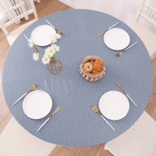 1pc Round Vinyl Fitted Tablecloth With Flannel Backing Elastic Edge Table Cover Waterproof Proof PVC Table Cloth Stain Resistant Wipeable For Round Ta
