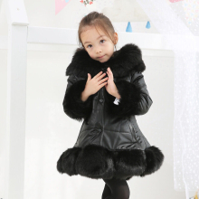 ( Black, 9-10 Years) Girls Kids Padded Quilted Winter Coat Jacket Fur Hooded Long Pu Leather Parka