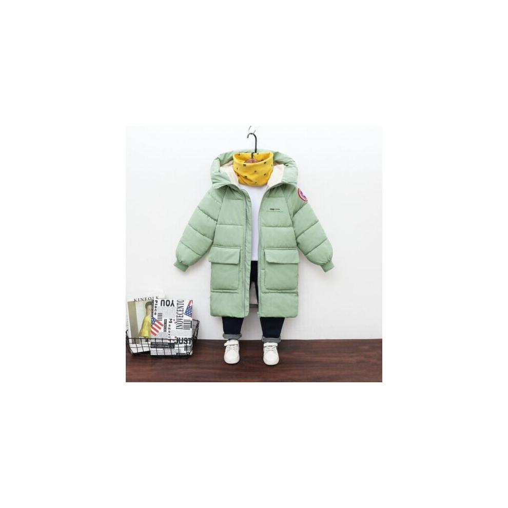 (  Green,   150cm?9-10years?) Kids Boys Girls Long Sleeve Padded Coat Parka Hooded Winter Warm Jackets Outwear