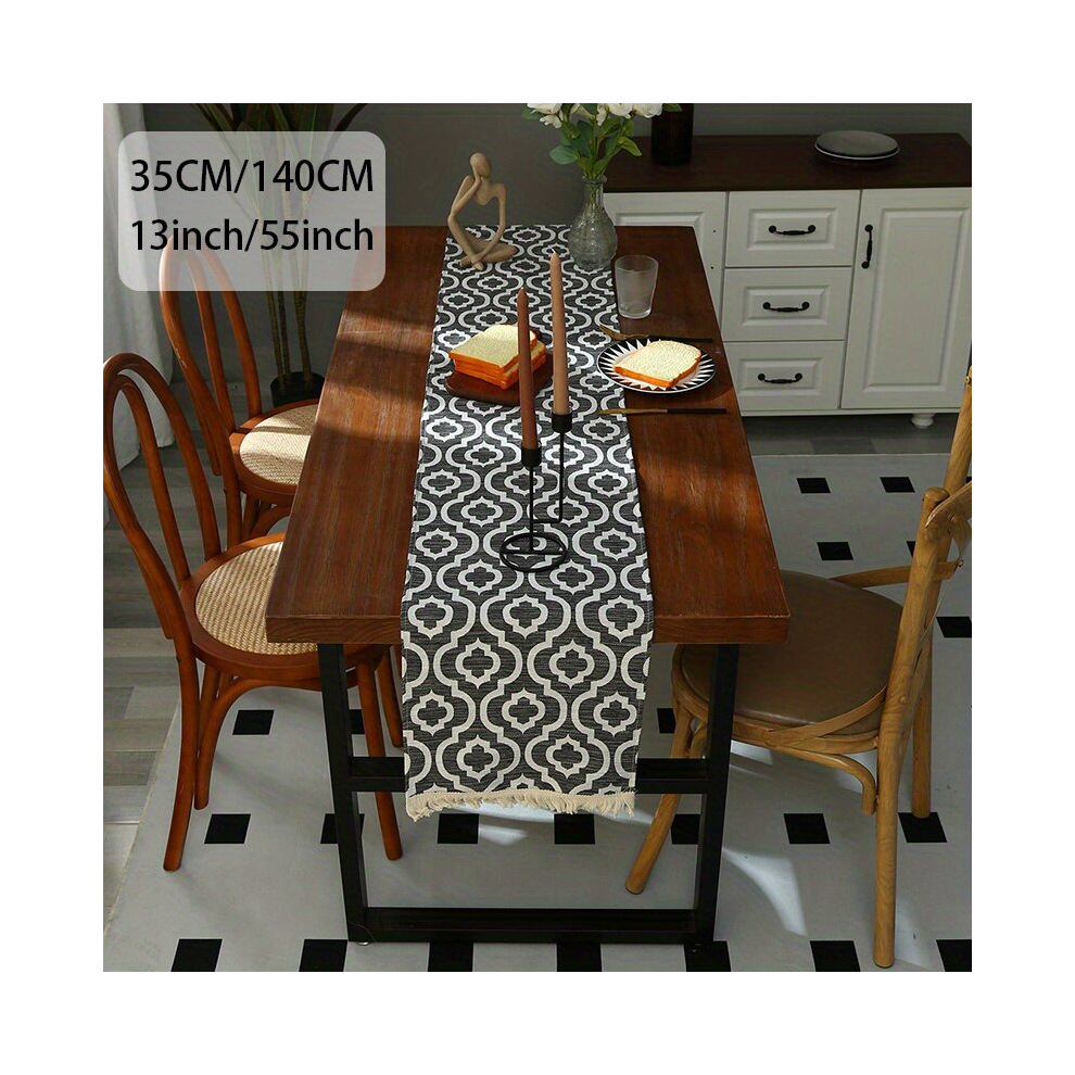 1pc Grey Pot Pattern Polyester Table Runner Fashionable and Creative Home Decor for Thanksgiving Halloween and Christmas-image-OPC-PCP5FH6-NEW