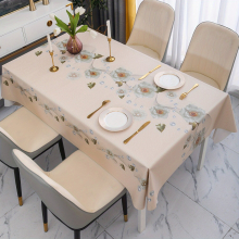 1pc Polyester Tablecloth A String Of Rose Pattern Rice colored PVC Tablecloth Waterproof And proof Tablecover Rectangle Style Table Cloth For Picnic O
