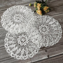 1pc Lace Embroidered Doily Vintage Crochet Floral Hollow Out Fabric Anti scalding Table Mat for Air Fryer Dust Cover Table Topper Home Kitchen Decor