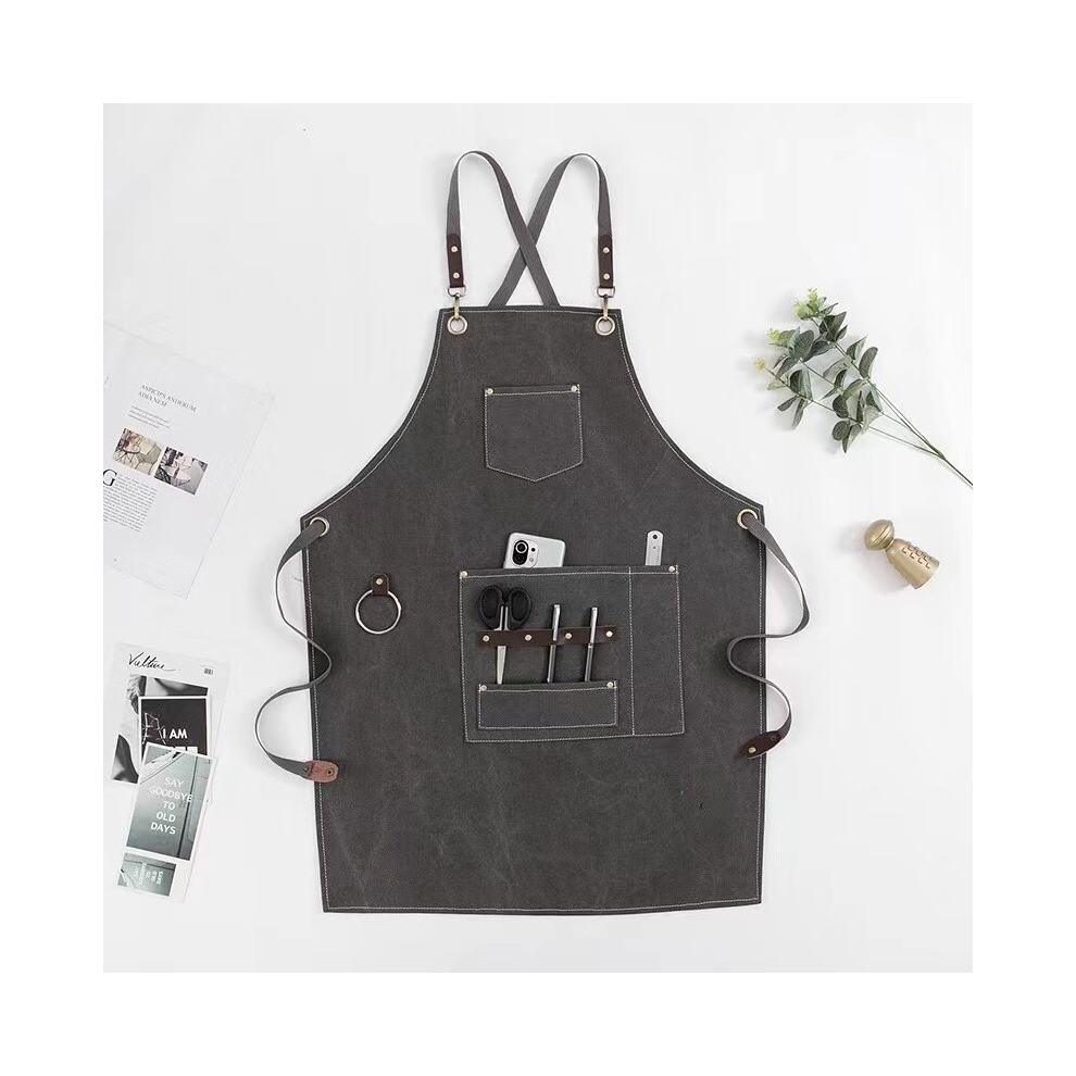 1Pc Denim Canvas Apron Restaurant Cafe Florist Milk Tea Baking Mens And Womens Overalls Apron With Pocket Home Use Kitchen Tools Kitchen Accessories 885676016728