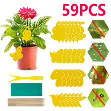 59pcs Yellow Sticky Fly Trap Insect Catcher Traps Paper Glue Fruit Flies Aphids