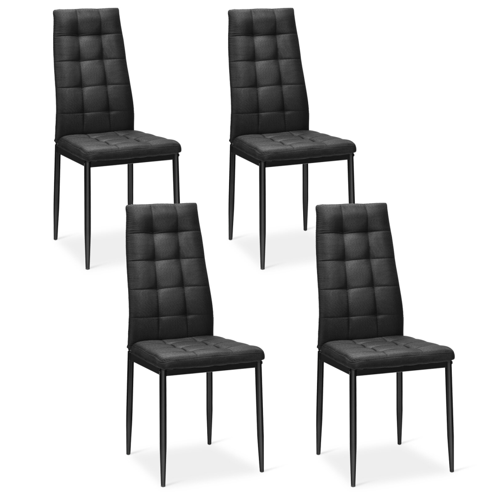 Set of 4 Modern Dining Chair Padded Metal Frame Backrest Kitchen Chair