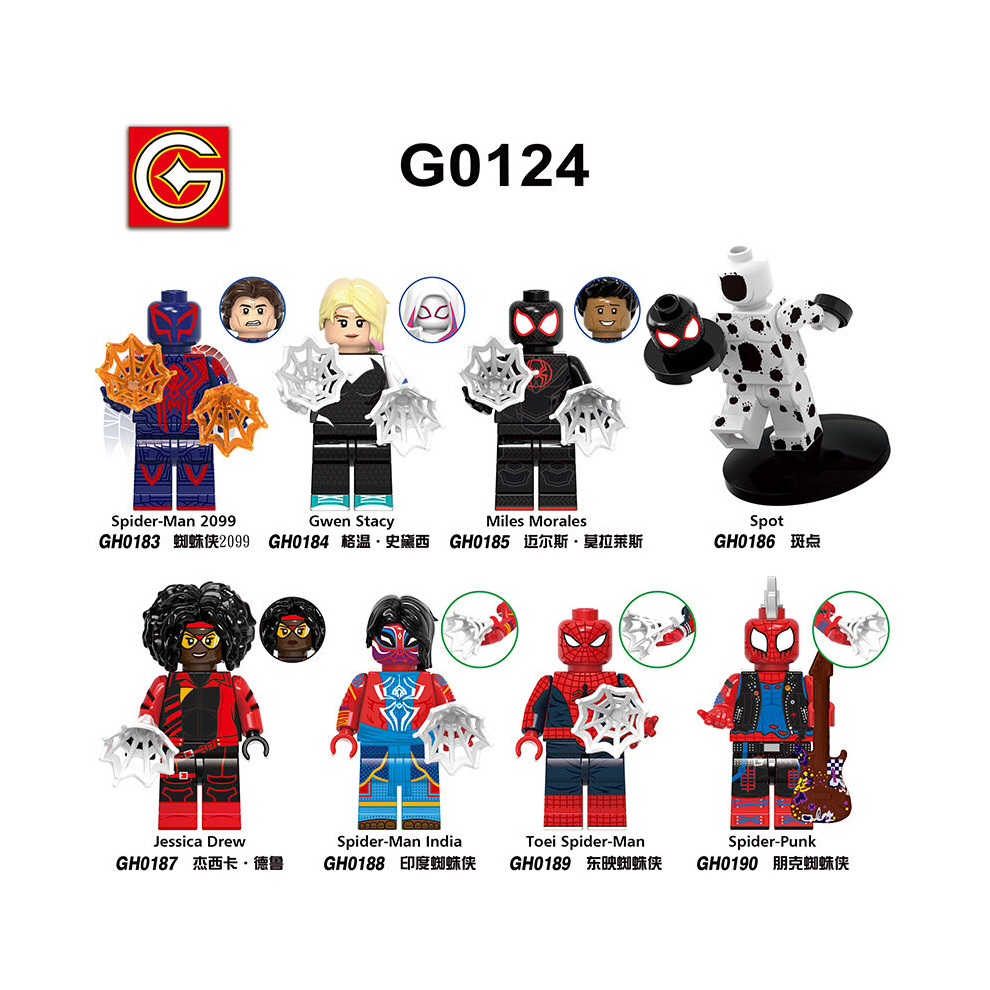 Gacloz 8Pcs The Spider-Verse Minifigures Building Blocks Toy Action Figure Spider-Man